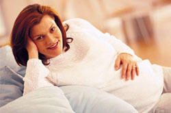 An expecting mother relaxing